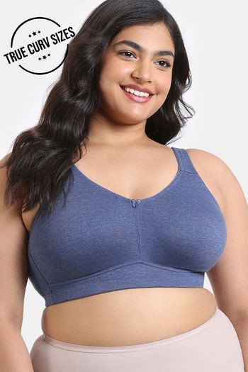 Buy Zivame True Curv Double Layered Non Wired Full Coverage Super Support Bra - Blue Depth